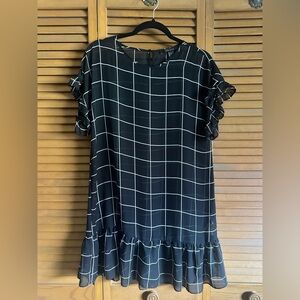 Forever 21 Black and White Grid Midi Dress